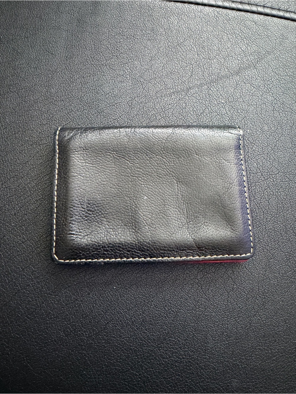 TUSK vintage leather wallet snap clear ID photo window red/black card holder os